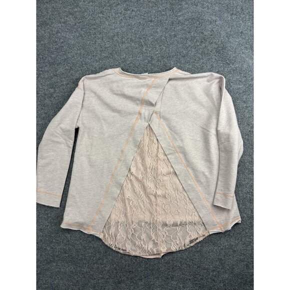 Sundance Shirt Womens Medium Gray Lace Yoke Hi Low Open Back Boho Tunic Top - Picture 7 of 7